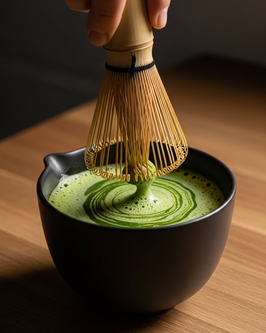 Whisk with the chasen in a W motion for 15 to 20 seconds